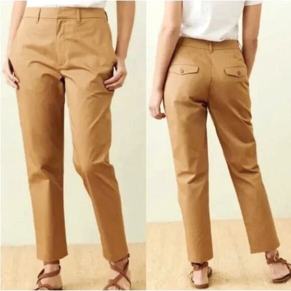 Jenni Kayne Pants - Jenni Kayne Twill Trouser Tan Chino Cotton High Waist Pant Womens Size 4 EUC